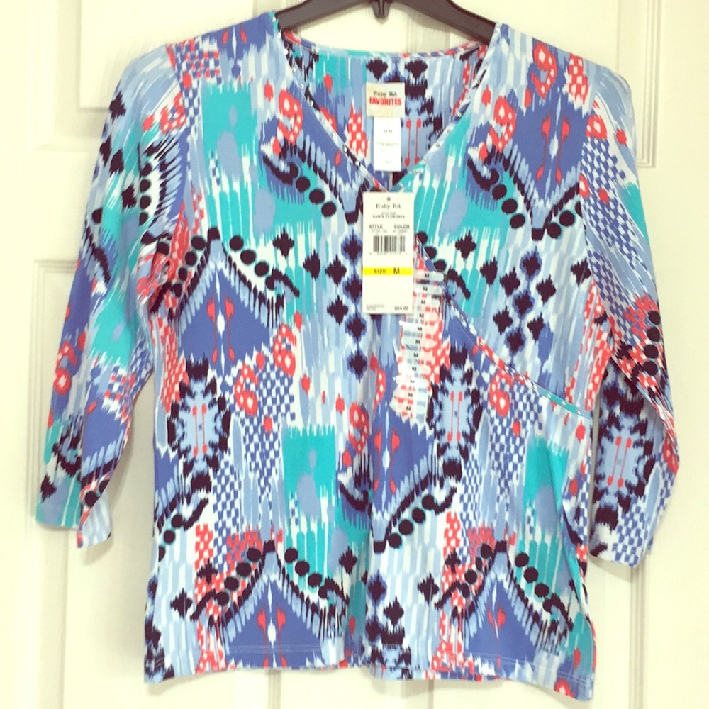 NWT Ruby Rd. Cotton 3/4 sleeve top. Size medium
